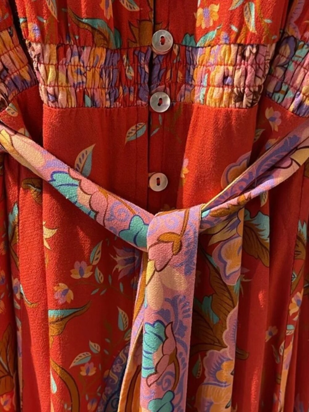 Spell Red Lotus Kimono Sleeve Maxi Gown | Red | Medium | Boho Formal Dress - Picture 9 of 15